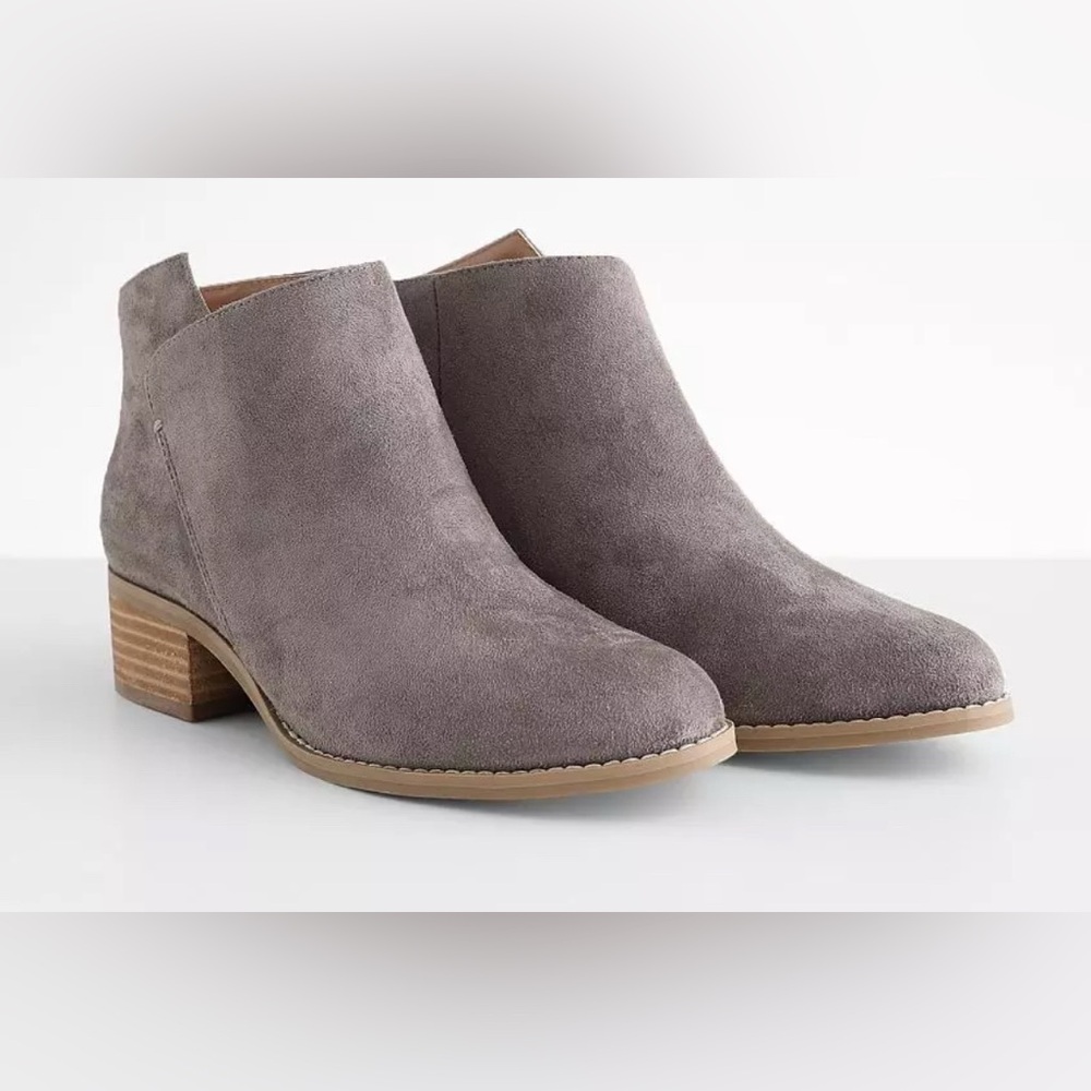 NWOT - DV by Dolce Vita Gray Suede Asymmetrical Dream Ankle Booties - Picture 2 of 7